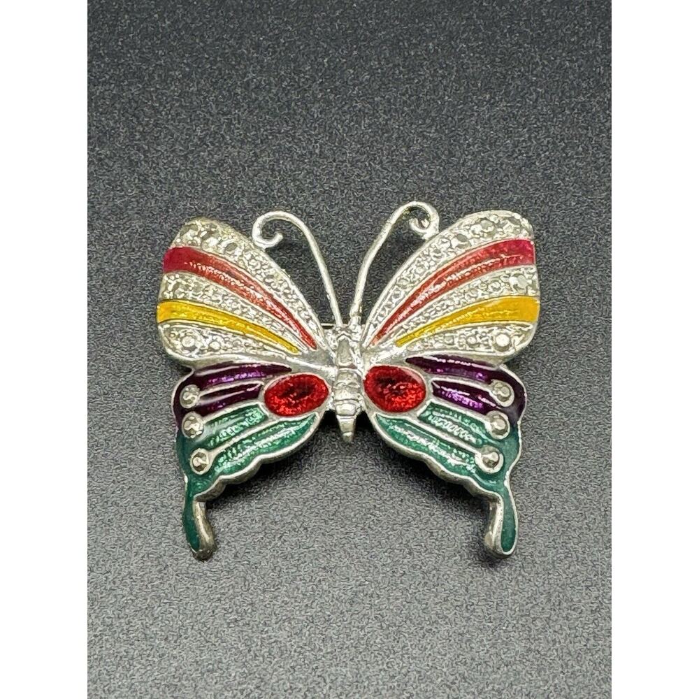 Butterfly‎ Shaped Colored Lapel Pin W/ Silver Colored Back Brooch